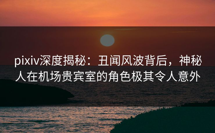 pixiv深度揭秘：丑闻风波背后，神秘人在机场贵宾室的角色极其令人意外