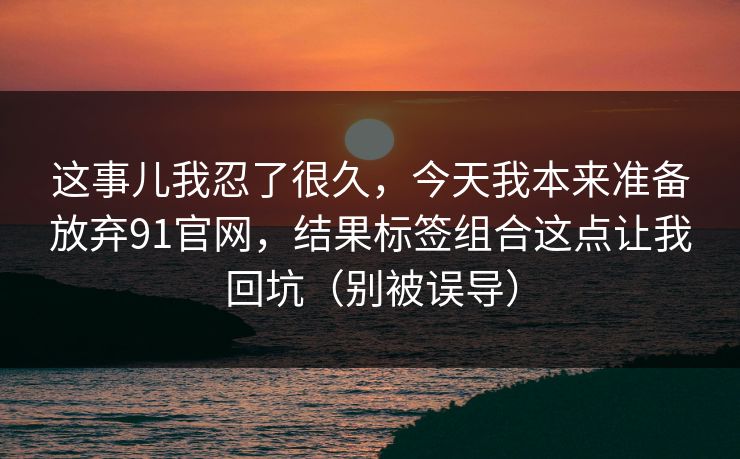 这事儿我忍了很久，今天我本来准备放弃91官网，结果标签组合这点让我回坑（别被误导）